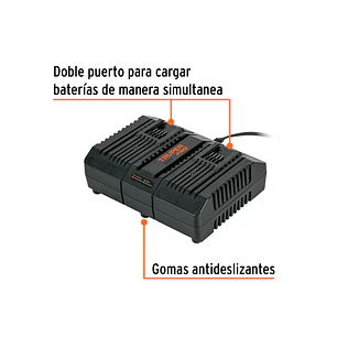 Combo Cargador Dual Truper 103377, 20 V, con 2 Baterías de 2 Ah