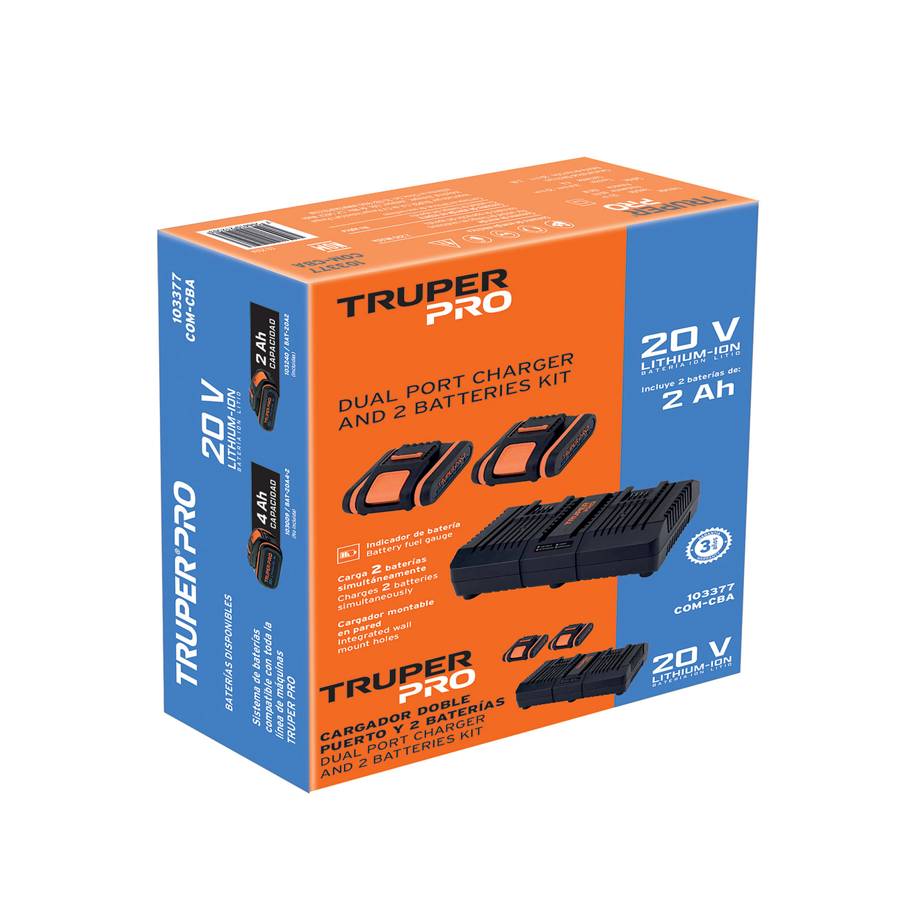 Combo Cargador Dual Truper 103377, 20 V, con 2 Baterías de 2 Ah 5