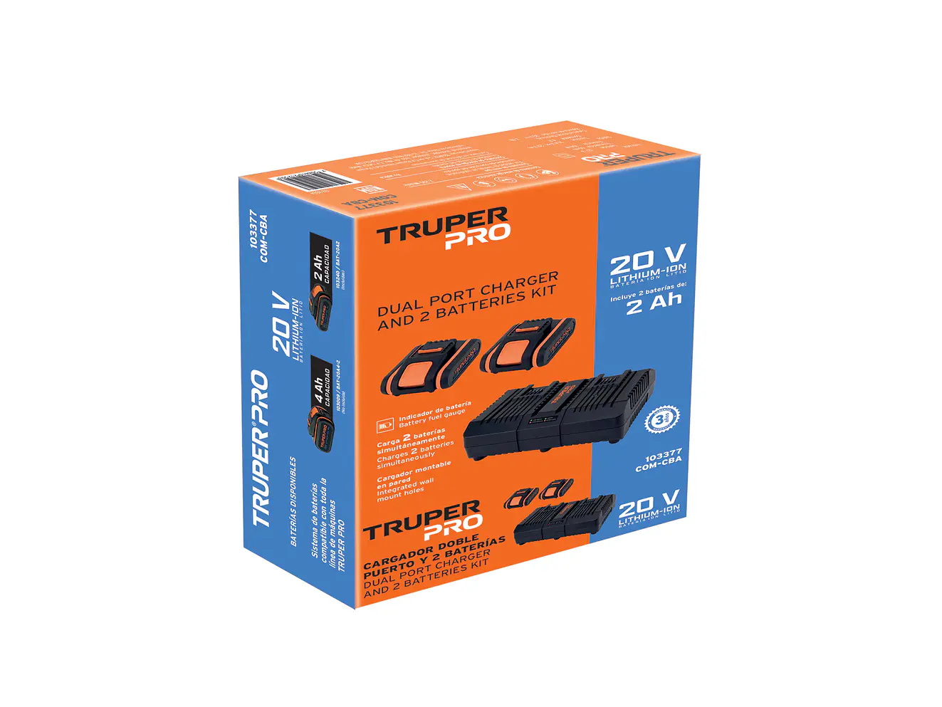 Combo Cargador Dual Truper 103377, 20 V, con 2 Baterías de 2 Ah - Foto 5 | aztools.co
