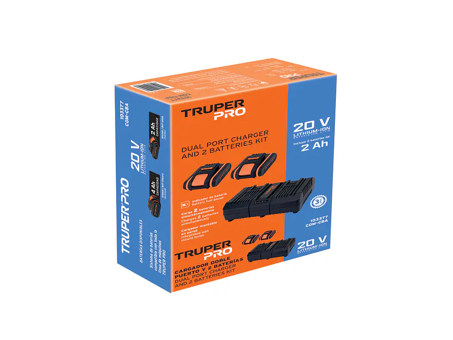 Combo Cargador Dual Truper 103377, 20 V, con 2 Baterías de 2 Ah - Foto 5 | aztools.co