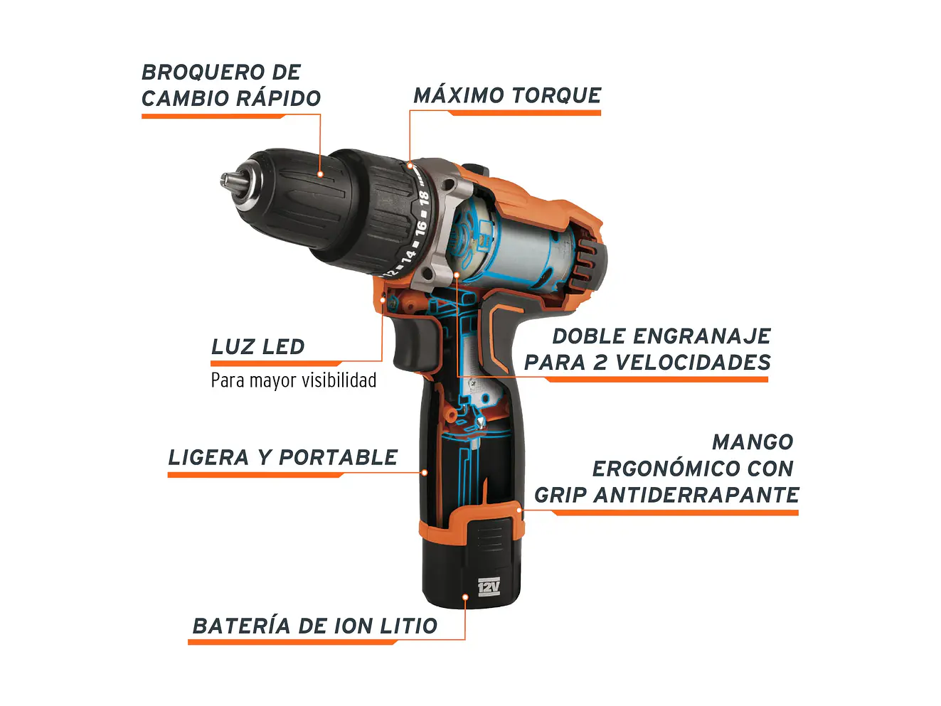 Taladro Percutor Compacto Truper 12793, 3/8