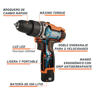Taladro Percutor Compacto Truper 12793, 3/8