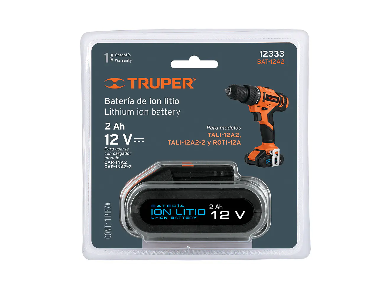 Batería ion Litio Truper 12333, 12 V para taladro TALI-12A2  - Foto 3 | aztools.co