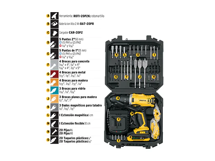 Kit Taladro Percutor Pretul 29000, 1/2