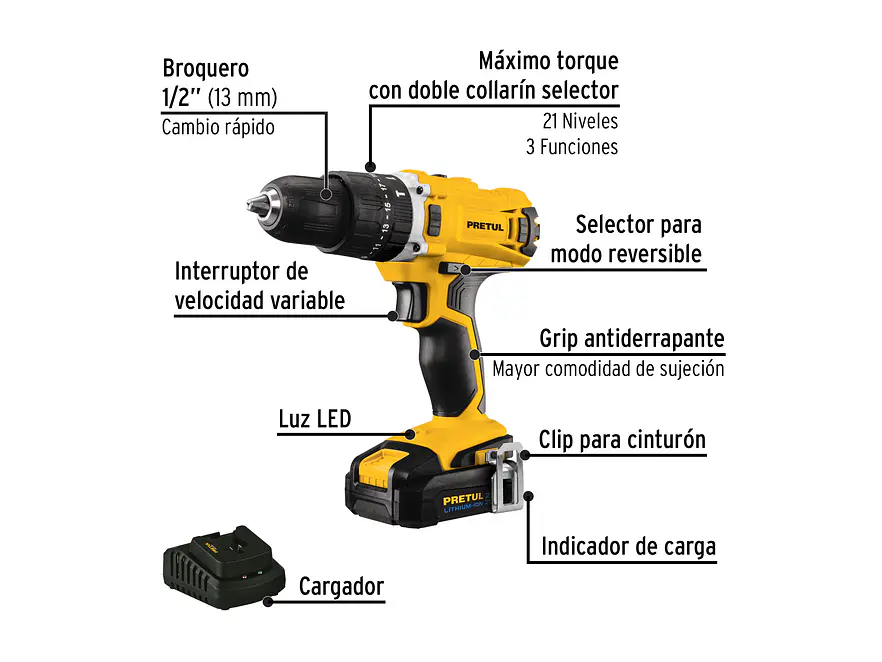 Kit rotomartillo destornillador impacto Pretul 29020, 20V - Foto 2 | aztools.co