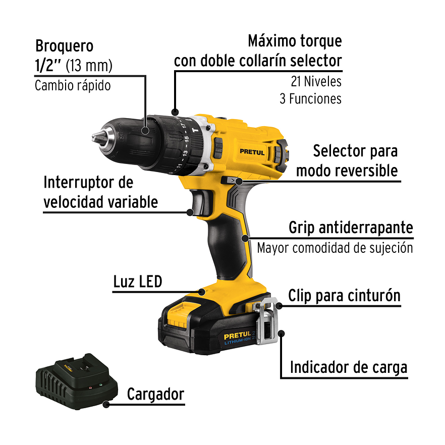 Kit rotomartillo destornillador impacto Pretul 29020, 20V 2