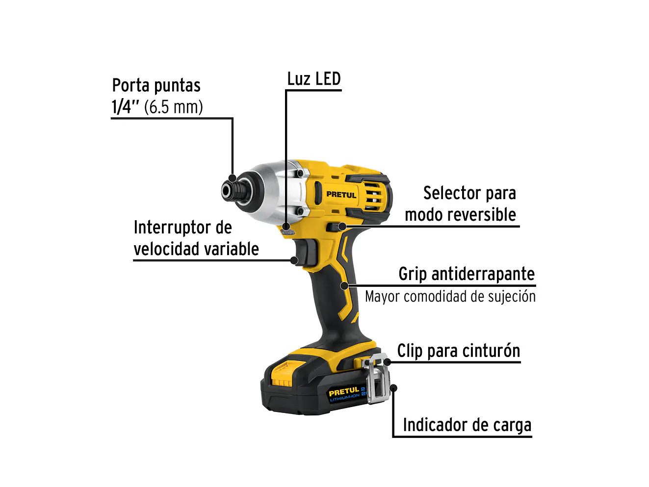 Kit rotomartillo destornillador impacto Pretul 29020, 20V - Foto 3 | aztools.co