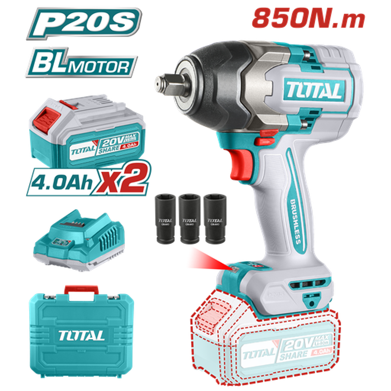 Llave de Impacto Inalámbrica 1/2