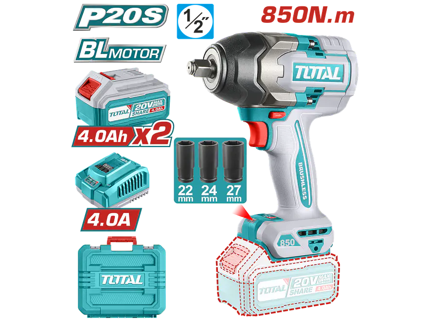 Llave de Impacto Industrial TOTAL UTIWLI2085 1/2