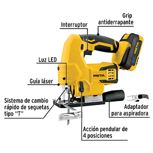 Sierra caladora Pretul 28270, 20V, 1 batería 2Ah
