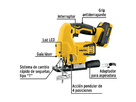 Sierra caladora Pretul 28270, 20V, 1 batería 2Ah - Foto 2 | aztools.co