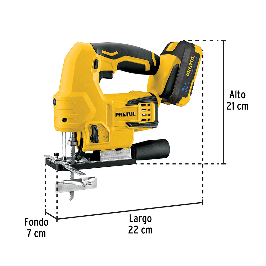 Sierra caladora Pretul 28270, 20V, 1 batería 2Ah 3