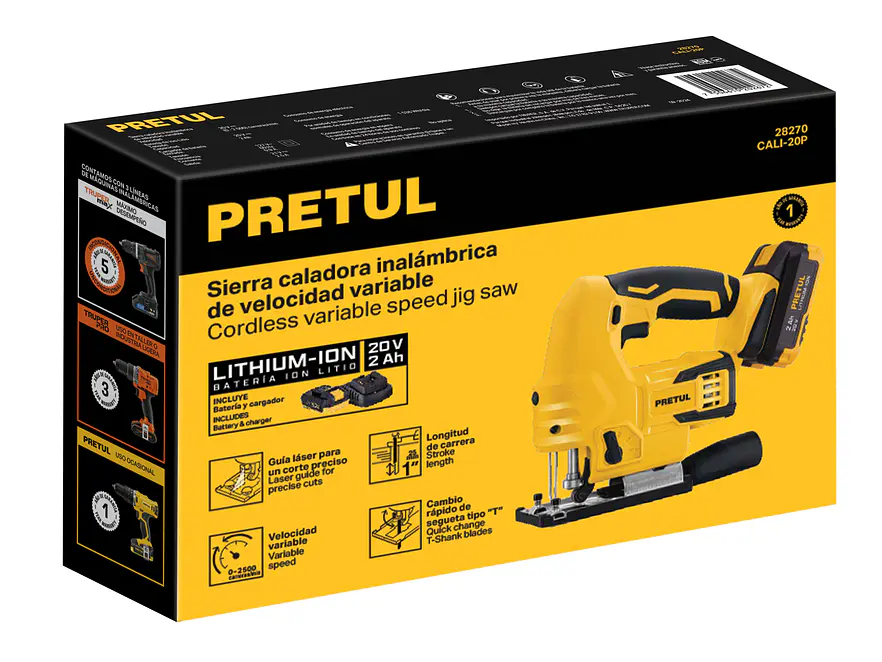 Sierra caladora Pretul 28270, 20V, 1 batería 2Ah - Foto 4 | aztools.co