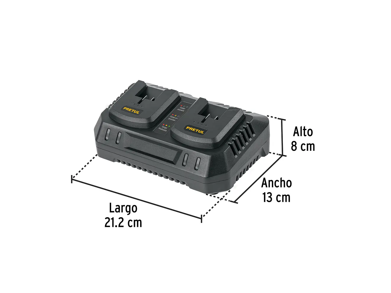 Cargador dual de baterías de ion litio Pretul 29919, 20V - Foto 3 | aztools.co