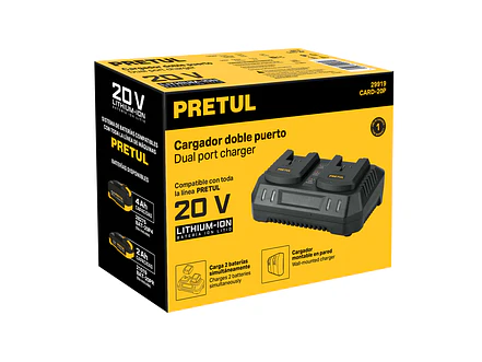 Cargador dual de baterías de ion litio Pretul 29919, 20V - Foto 5 | aztools.co
