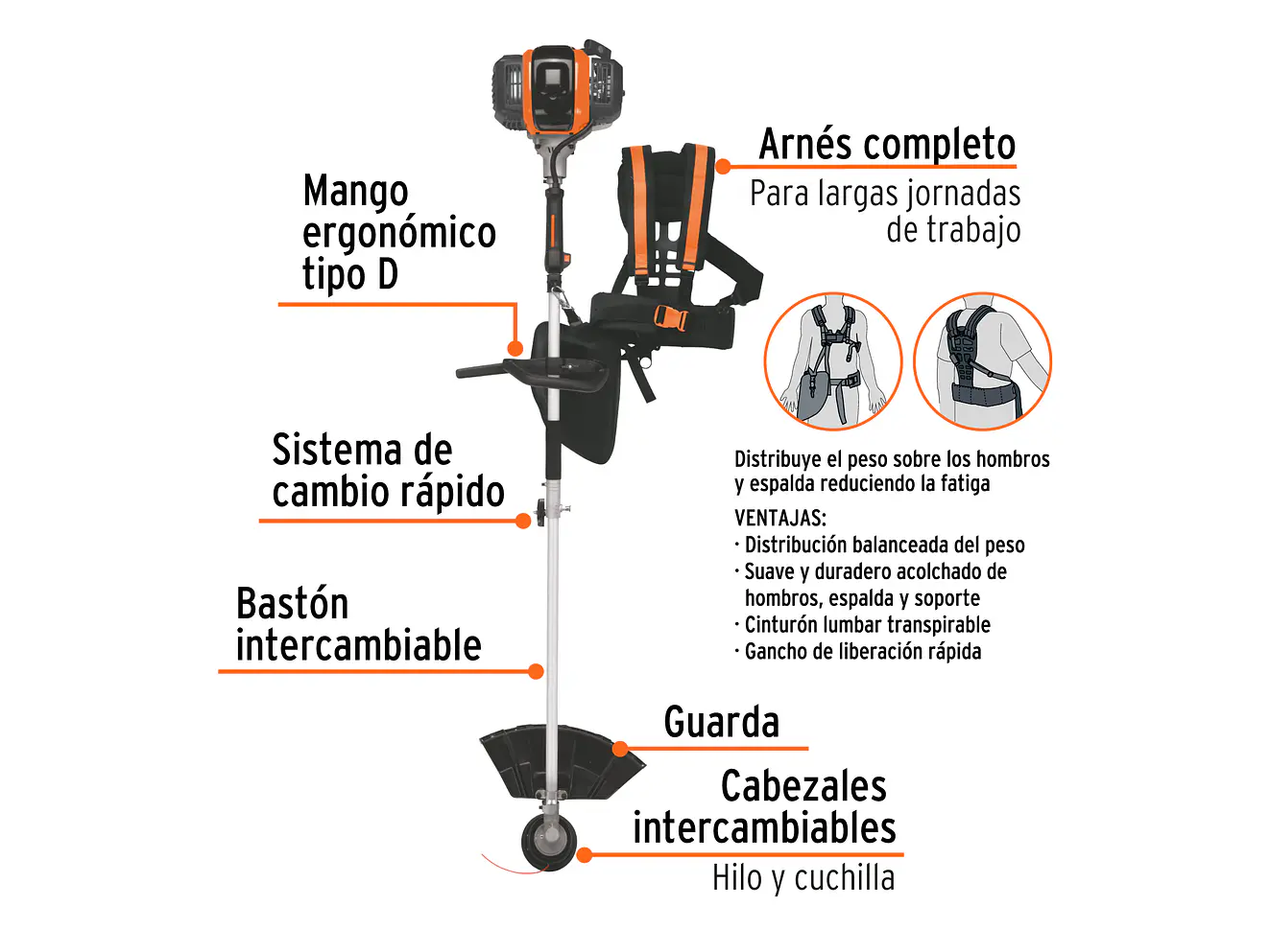 Guadaña multifuncional 4 en 1 Truper 103205, a gasolina 45 cc - Foto 2 | aztools.co