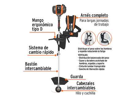 Guadaña multifuncional 4 en 1 Truper 103205, a gasolina 45 cc - Foto 2 | aztools.co