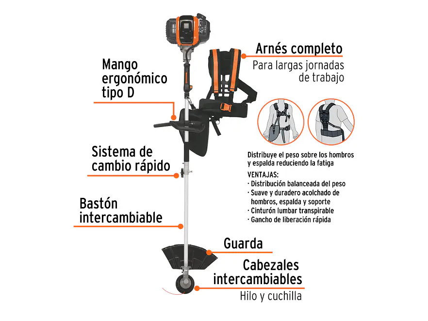 Guadaña multifuncional 4 en 1 Truper 103205, a gasolina 45 cc - Foto 2 | aztools.co