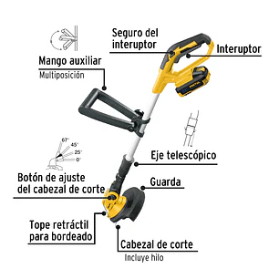Guadaña inalámbrica Pretul 28272 20V, 1 batería 2Ah, 1 cargador