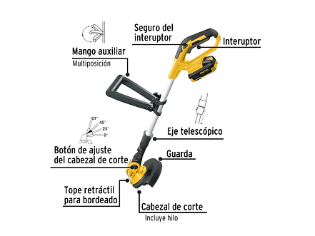 Guadaña inalámbrica Pretul 28272 20V, 1 batería 2Ah, 1 cargador - Foto 2 | aztools.co