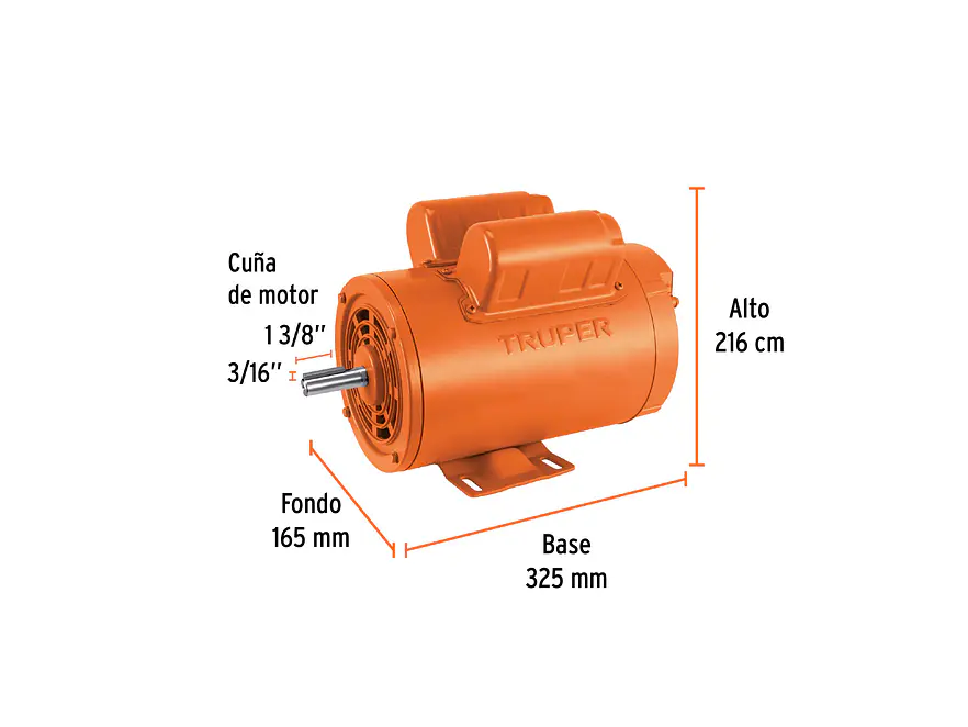 Motor Eléctrico Monofásico Truper 102307, 2 HP, Baja Velocidad - Foto 2 | aztools.co