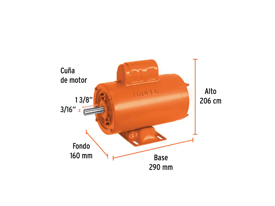 Motor Eléctrico Monofásico Truper 102311, 1 HP, Alta Velocidad - Foto 2 | aztools.co