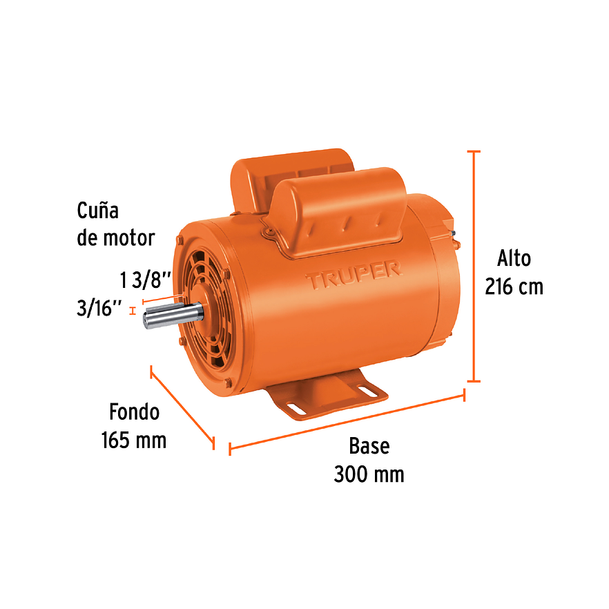 Motor Eléctrico Monofásico Truper 102313, 2 HP, Alta Velocidad - Foto 2 | aztools.co