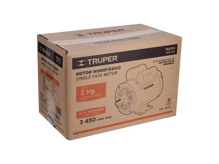 Motor Eléctrico Monofásico Truper 102313, 2 HP, Alta Velocidad - Foto 4 | aztools.co
