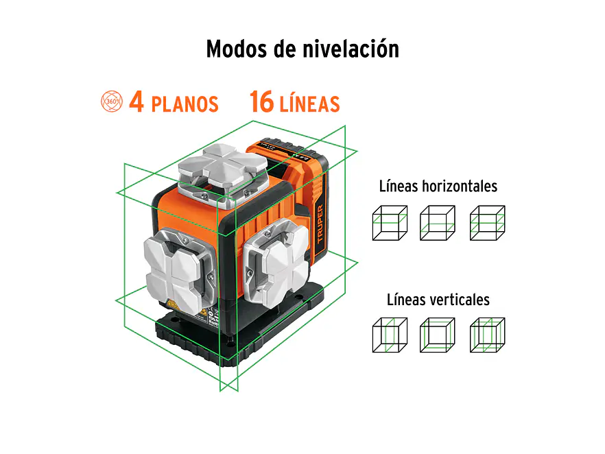 Nivel Láser Verde Truper 104111, 16 Líneas, 30m de Alcance - Foto 4 | aztools.co