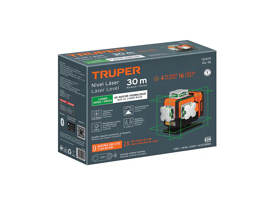 Nivel Láser Verde Truper 104111, 16 Líneas, 30m de Alcance - Foto 9 | aztools.co