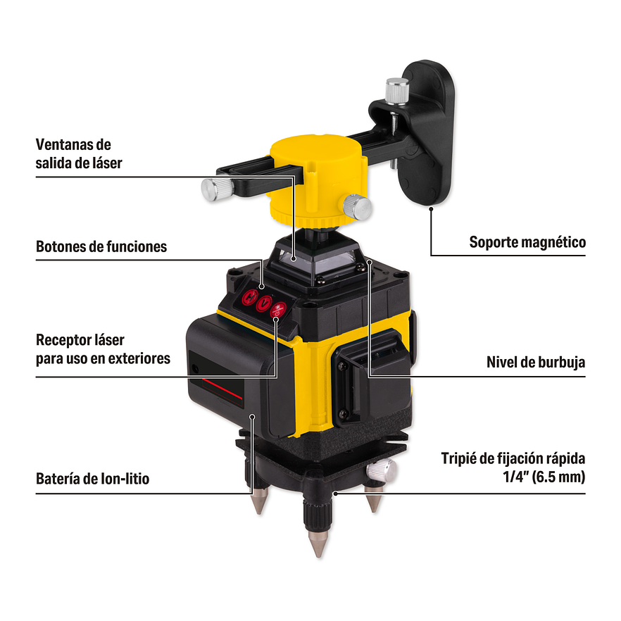 Nivel Láser Verde Pretul 29924, 16 Líneas, Recargable, Alcance 25m 2