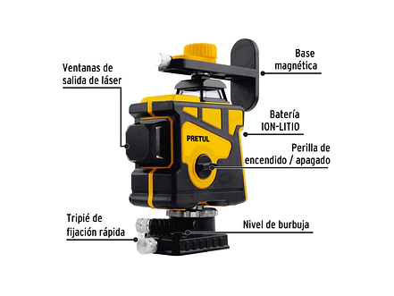 Nivel láser verde Pretul 29005, alcance 25m, 12 líneas, recargable - Foto 2 | aztools.co