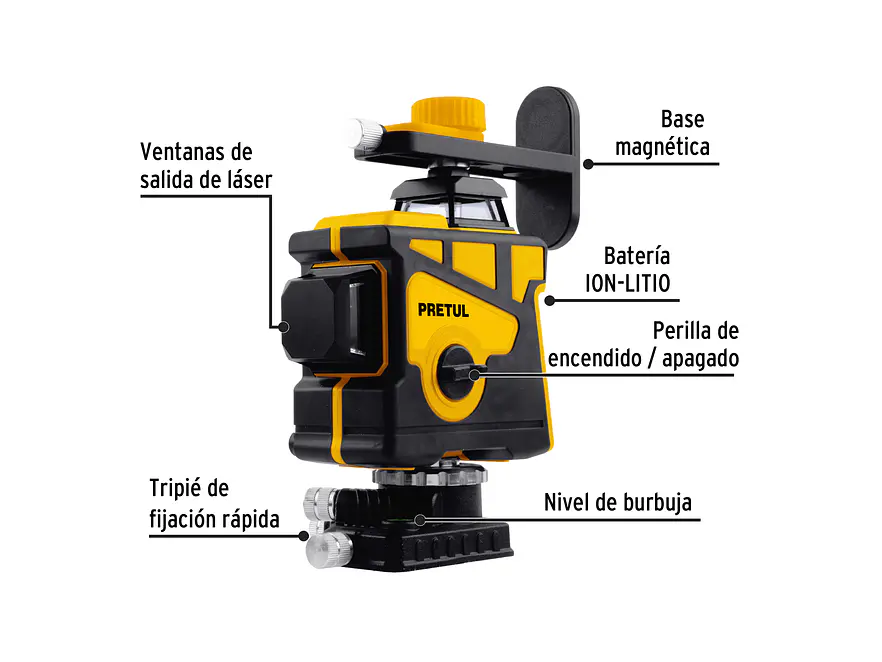 Nivel láser verde Pretul 29005, alcance 25m, 12 líneas, recargable - Foto 2 | aztools.co