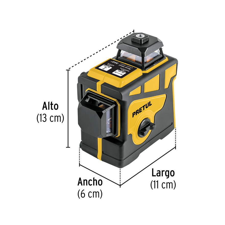 Nivel láser verde Pretul 29005, alcance 25m, 12 líneas, recargable 3