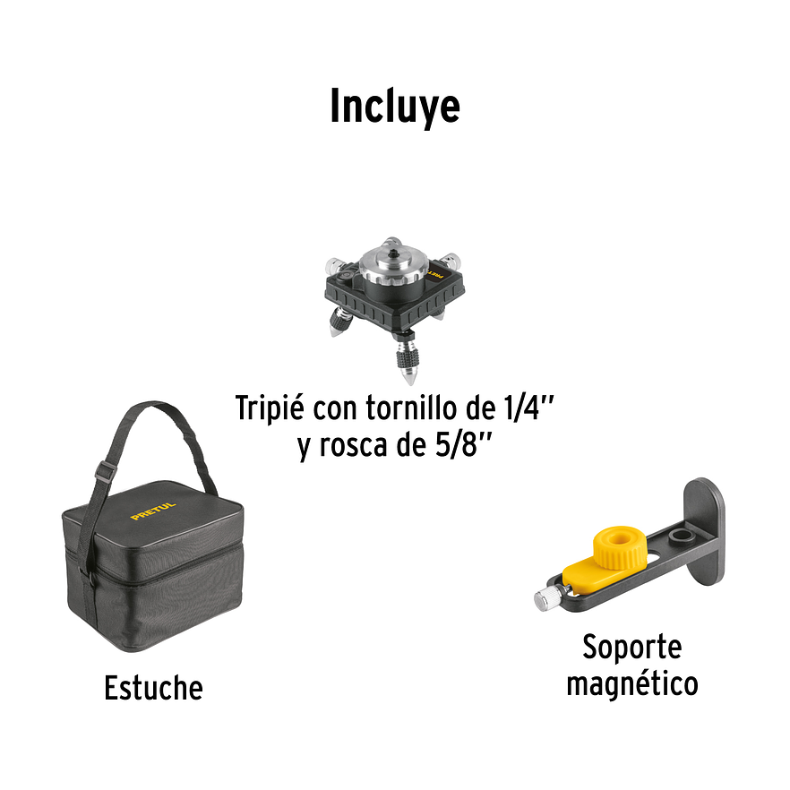 Nivel láser verde Pretul 29005, alcance 25m, 12 líneas, recargable 5
