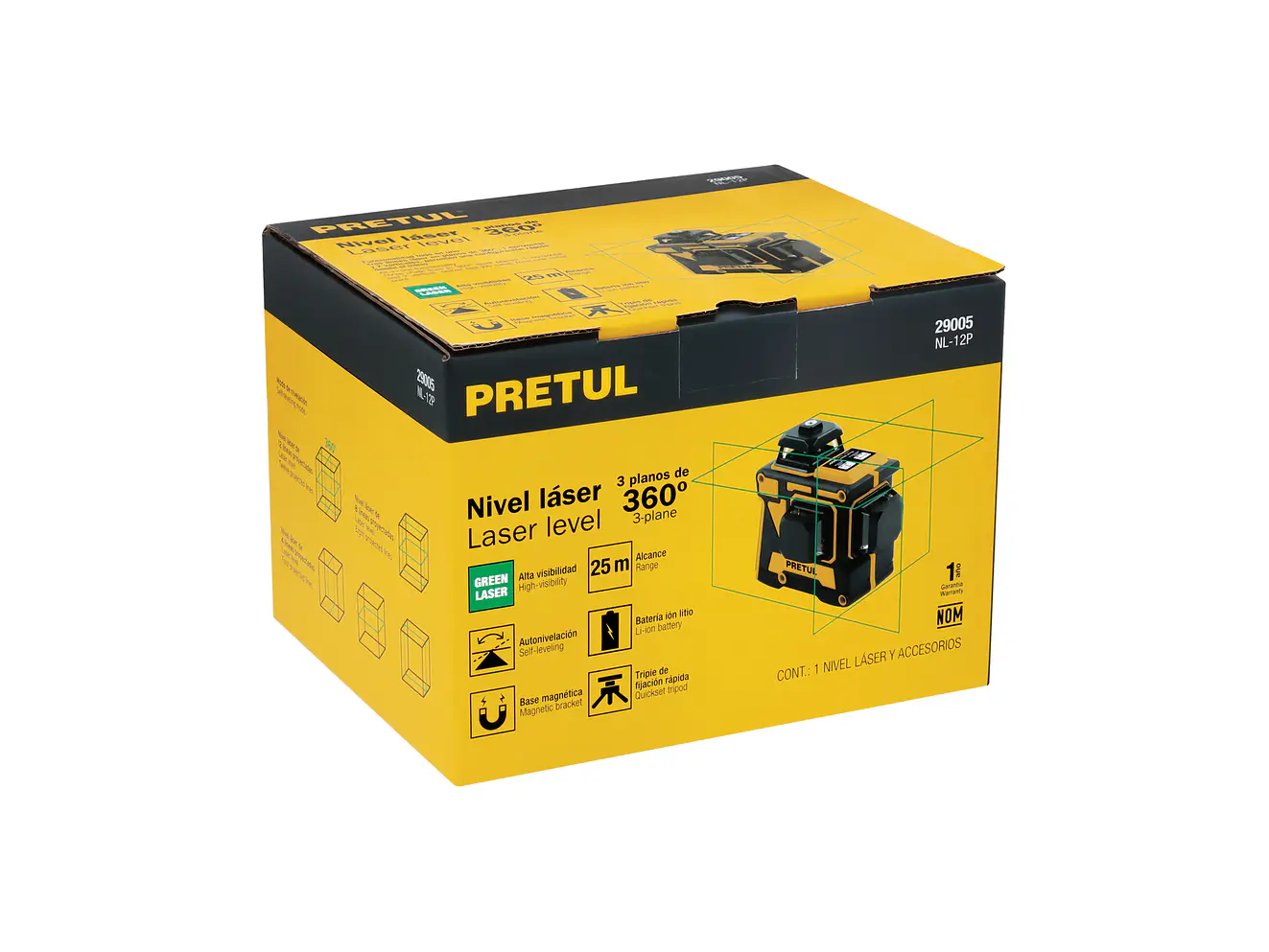 Nivel láser verde Pretul 29005, alcance 25m, 12 líneas, recargable - Foto 7 | aztools.co