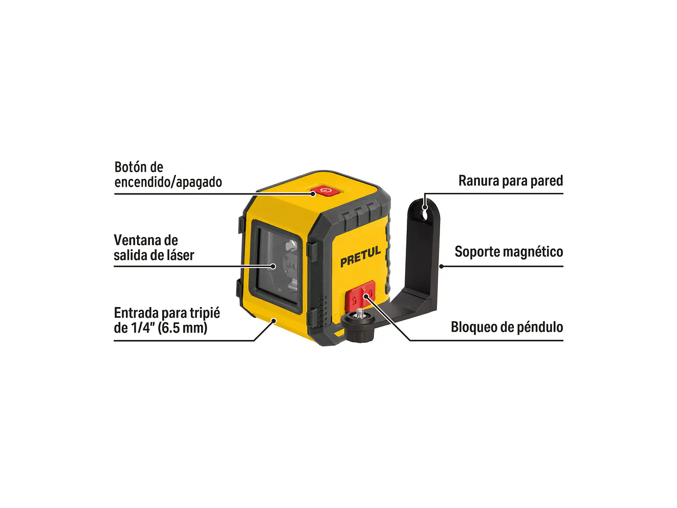Nivel Láser Rojo Pretul 29899, de Pilas, Alcance 5 m - Foto 2 | aztools.co