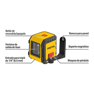Nivel Láser Rojo Pretul 29899, de Pilas, Alcance 5 m
