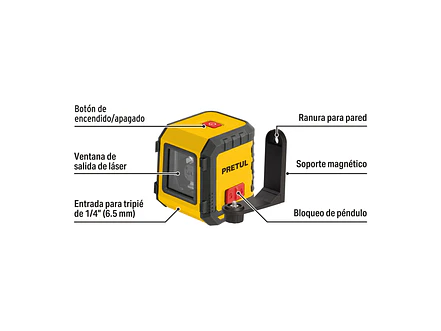 Nivel Láser Rojo Pretul 29899, de Pilas, Alcance 5 m - Foto 2 | aztools.co