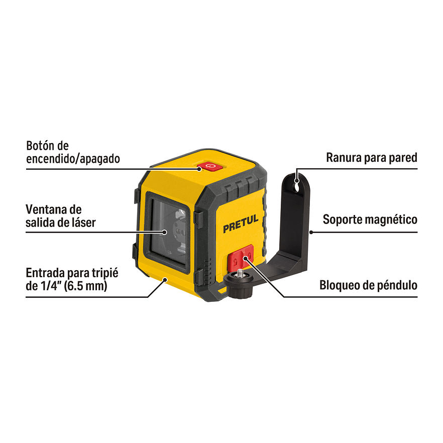 Nivel Láser Rojo Pretul 29899, de Pilas, Alcance 5 m 2