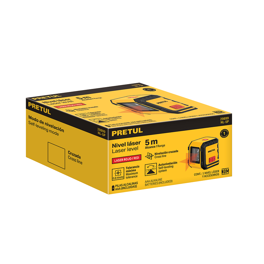 Nivel Láser Rojo Pretul 29899, de Pilas, Alcance 5 m 4