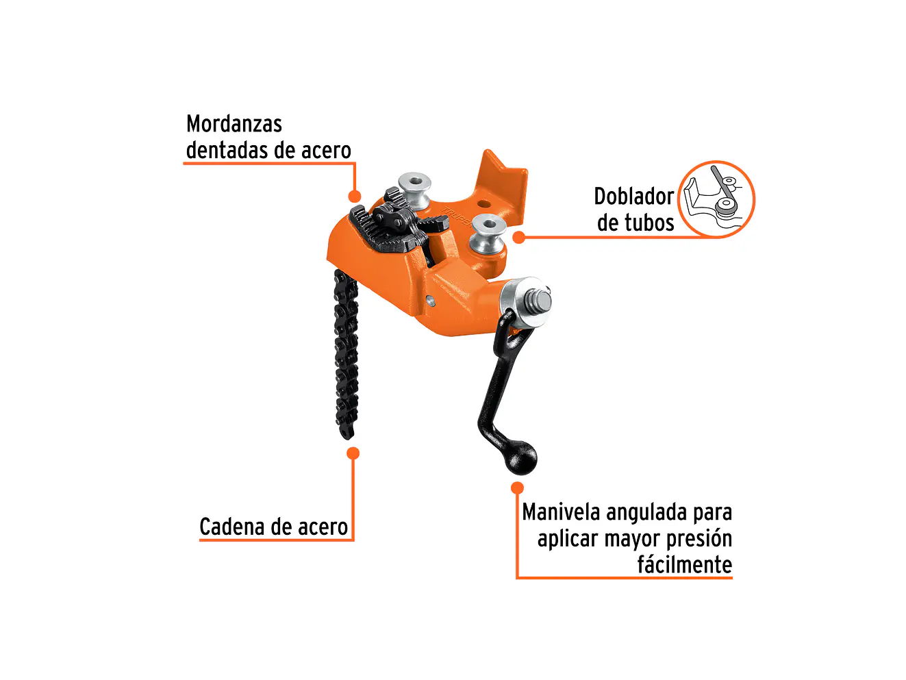 Prensa de cadena para tubo Truper 17704, 2-1/2