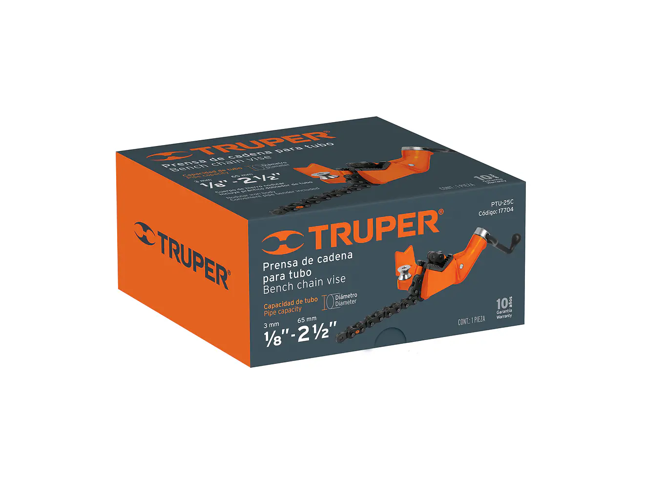 Prensa de cadena para tubo Truper 17704, 2-1/2