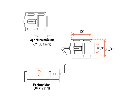 Prensa Morsa Plana de Banco Truper 102936, Apertura 6