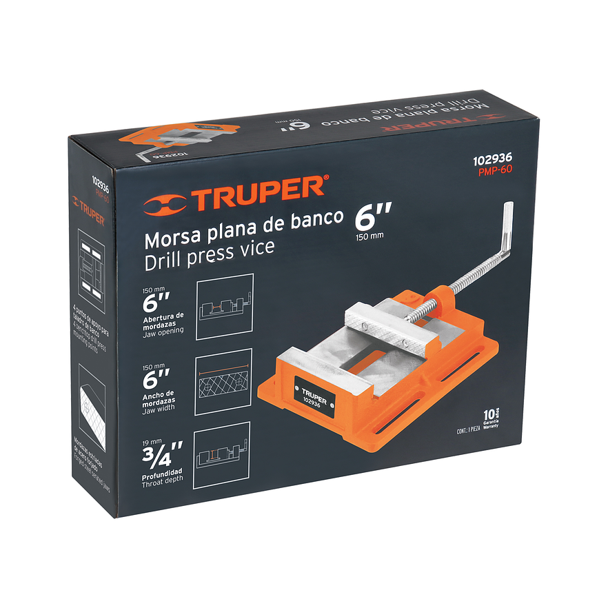 Prensa Morsa Plana de Banco Truper 102936, Apertura 6