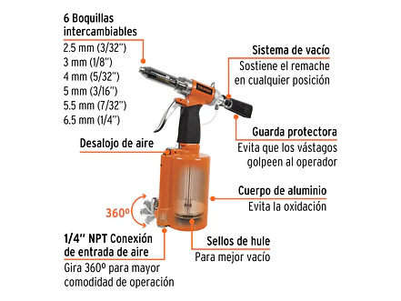 Remachadora neumática Truper 18241, 1/4