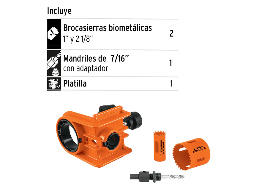 Juego bimetálico para instalar cerraduras, Truper 11877 - Foto 2 | aztools.co