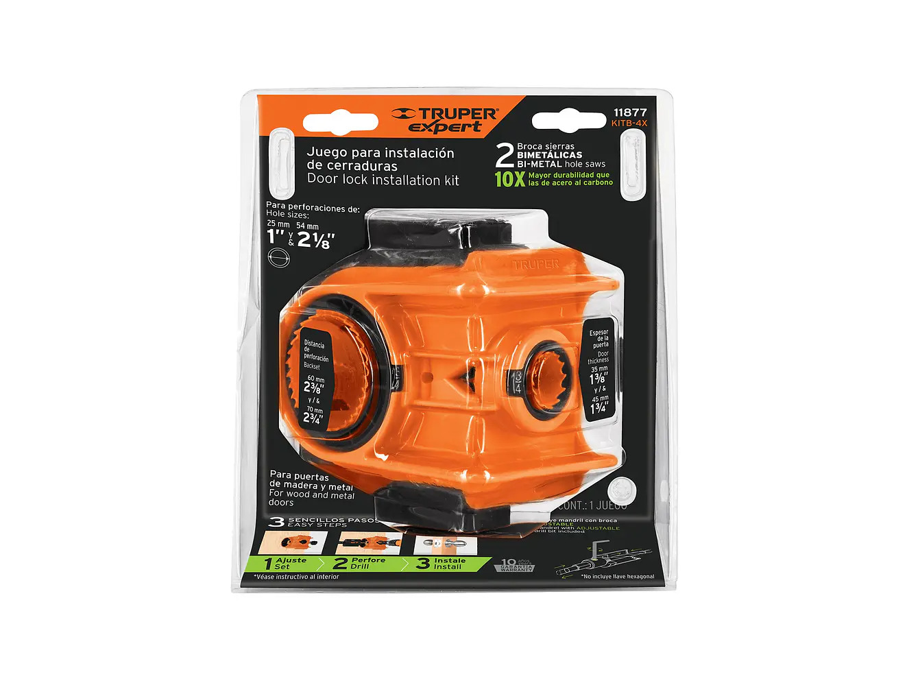 Juego bimetálico para instalar cerraduras, Truper 11877 - Foto 5 | aztools.co