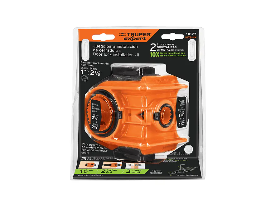 Juego bimetálico para instalar cerraduras, Truper 11877 - Foto 5 | aztools.co