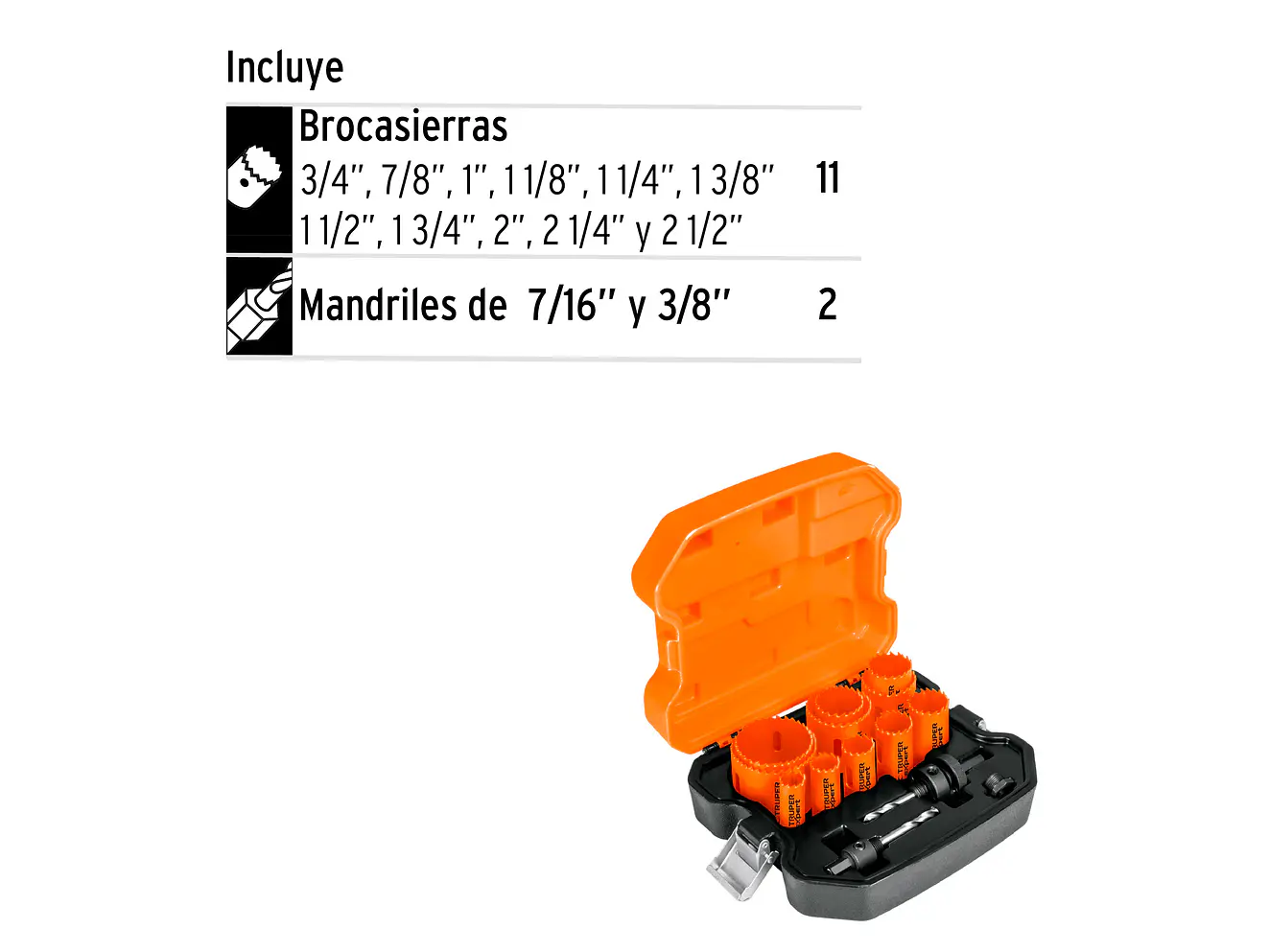 Juego de brocasierras bimetálicas Truper 15411, 13 piezas,  - Foto 2 | aztools.co